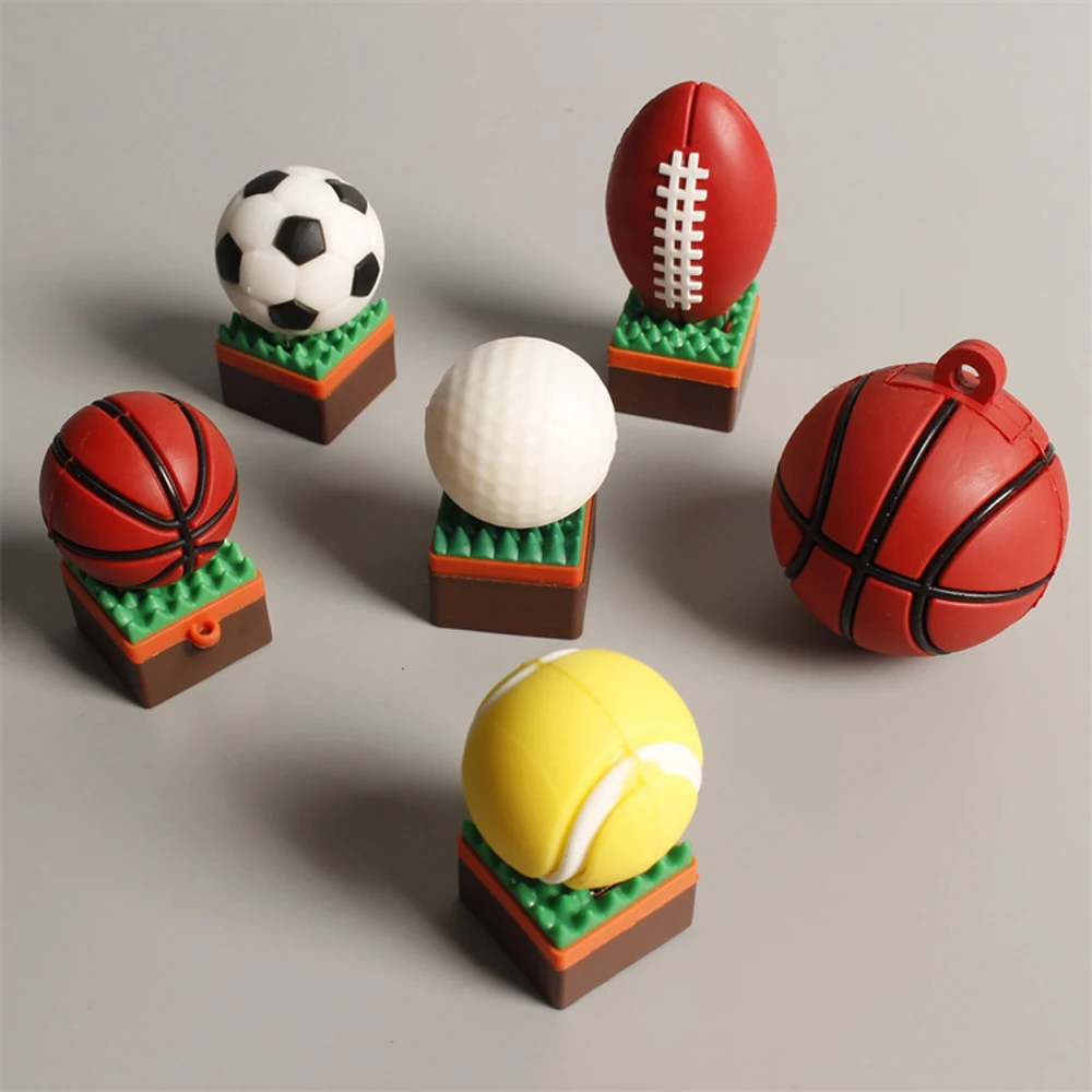 Football USB Flash Drive Sports Cartoon Memory Stick 128GB Basketball 64GB Tennis Pen Drive Baseball Creative Gift Golf U Disk