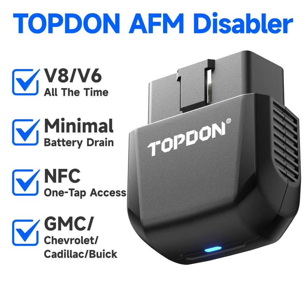 

TOPDON AFM/DFM Disabler for GM 2007–2025 OBD2 AFM Disabler Device for Silverado Sierra Tahoe Yukon Escalade & Camaro Prevents Cylinder Deactivation Plug and Play Active Fuel Management Disabler