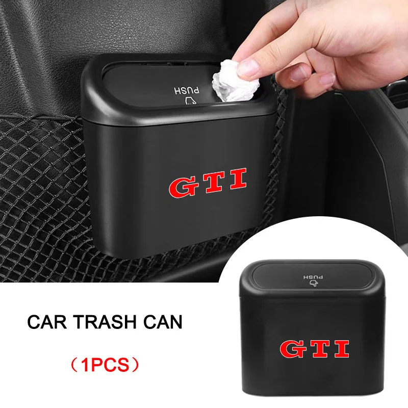 Caixa de Armazenamento para Carro, Lixeira com Tampa de Pressão, Bandeja de Lixo, Caixa de Resíduos, Emblema para Volkswagen Polo GTI B7 T4 T5 Golf 4 5 6 Tiguan Jetta Gol