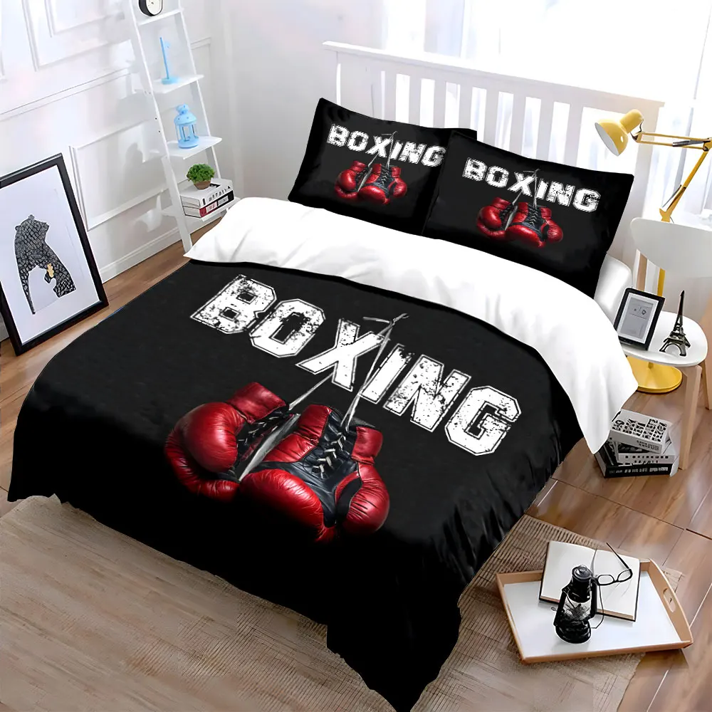 

"Red Boxing Gloves Training Set" kid's and adults' bedroom decor, Exquisite three-piece bedding set gift