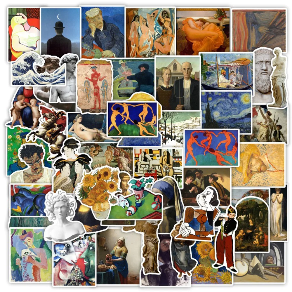 

10/30/52pcs Oil Painting Sculpture Art Stickers Aesthetic for Laptop Phone Notebook Waterproof Graffiti Sticker Decals Kids Toys