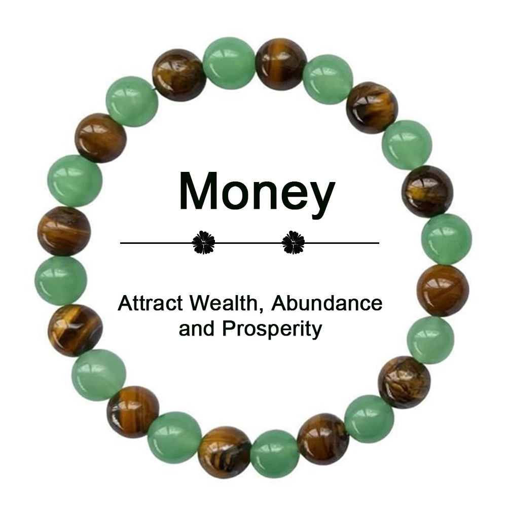 Bracelet en pierre naturelle, perles porte-bonheur, bracelet en aventurine verte, pierre œil de tigre, bijoux de guérison et de décompression, cadeau