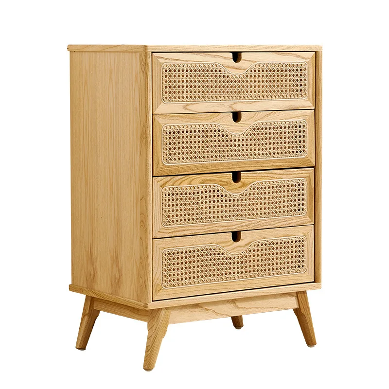 

Nordic solid wood rattan chest, simple and modern dining side drawer storage locker, bedroom entrance