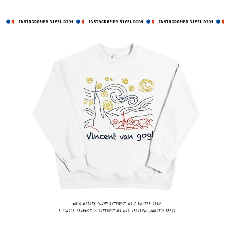 

Модный свитшот с абстрактным принтом и круглым вырезом, винтажный, из хлопка и полиэстера, очень теплый, повседневный, для весны, осени и зимы.