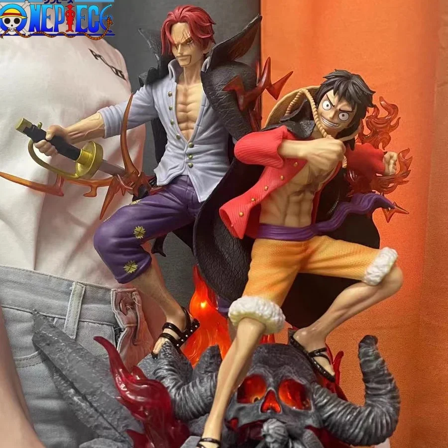 One Piece Gk Inheritance And Bonds Luffy Red Hair Shanks Luminous Figures Statue Animation Peripherals Model Ornaments Toys Gift