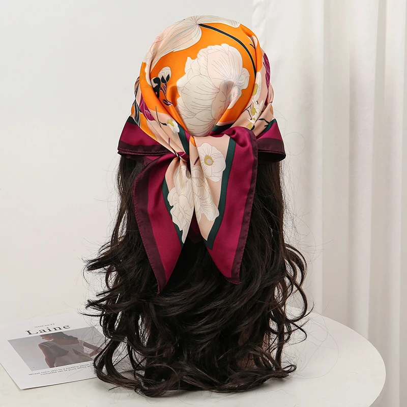 

70*70cm Square Silk Scarves Women Hijab Shawls Abaya Women Veil Islamic Turban Femme Head Scarf Foulard Bandana Beach Pareo 2025