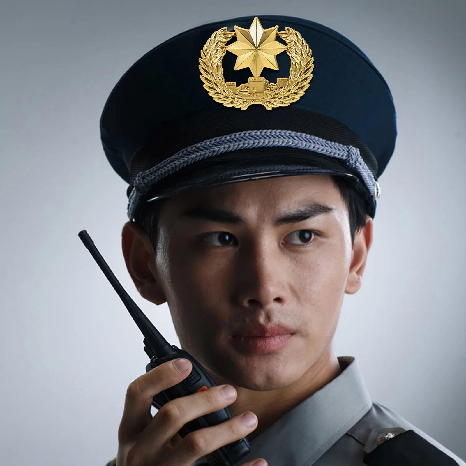 

Pointed Star Hat Badge for Security Uniforms Zinc Alloy Material Craftsmanship Durability Design Clothes DIY Pins