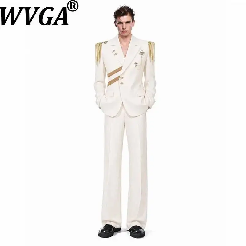 WVGA Spring Autumn New Men Broad-shouldered Narrow-waisted Suit Sets High-end Blazer Niche Chic Casual Straight Pants Ins W25927