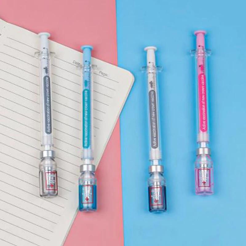 1Pcs Creative Syringe Peculiar Shape Neutral Pen 0.5mm Gel Signature Pens Students Gift Cute Stationery