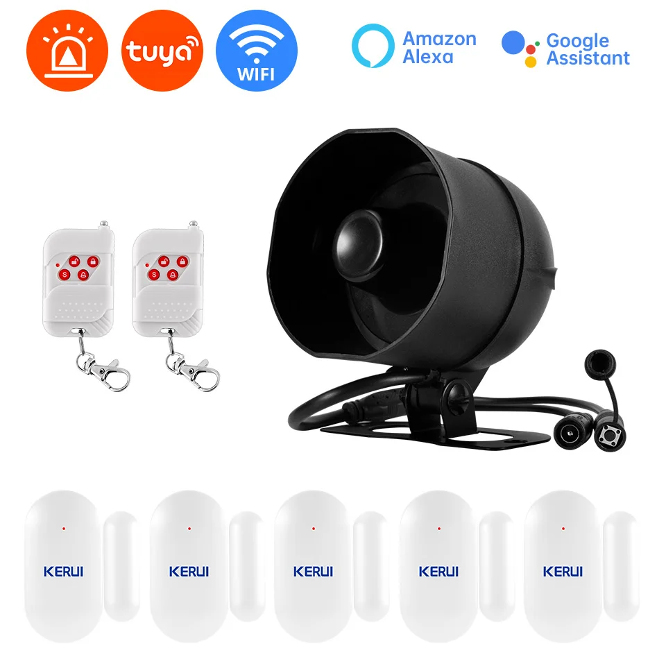 Tuya Smart WiFi Home Alarm System Security Kit 120dB Loud Siren Door Window Sensor PIR Motion Detector Remote Control Works with Alexa Google Assistant