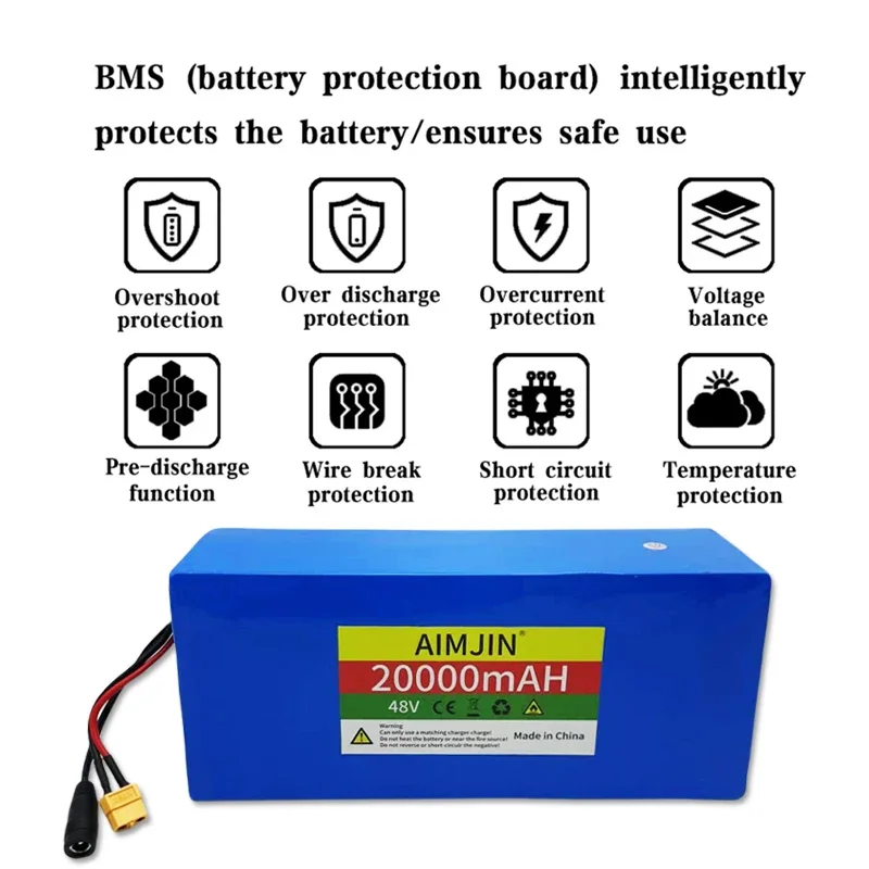 13S5P 48V 200Ah lithium battery pack for electric vehicles, suitable for 250-1000w electric scooters and mountain bikes