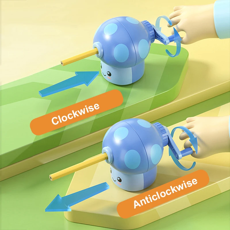 Imagem -04 - Apontador de Lápis de Cogumelo Bonito Mão Manivela Apontadores de Mesa Máquina Papelaria para Crianças da Escola Escrita Apontador de Corte de Lápis