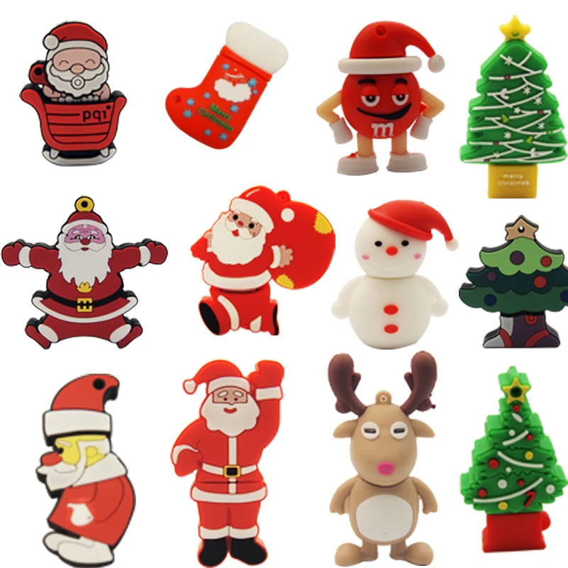 Unidad flash usb de dibujos animados, pendrive de Navidad de 32GB, 128GB, 64GB, 16GB, 8GB, 2,0 cle