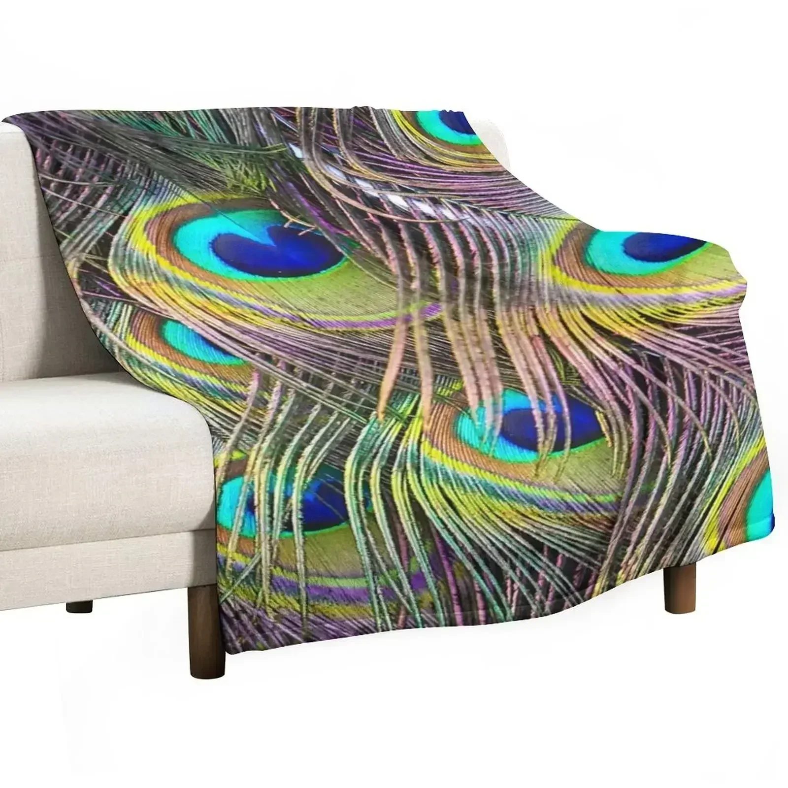 Brilliant Peacock Feathers Throw Blanket Sleeping Bag Travel Blankets