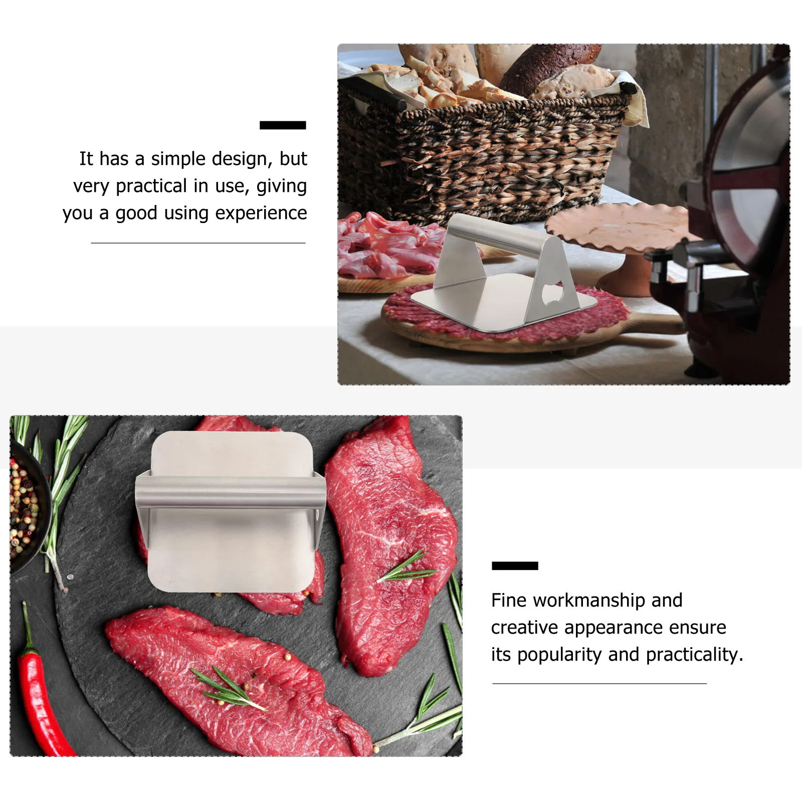 

1Pc Stainless Steel Burger Presser Meat Press Mold Bottle Opener Kitchen Gadget for Perfect Homemade Burgers