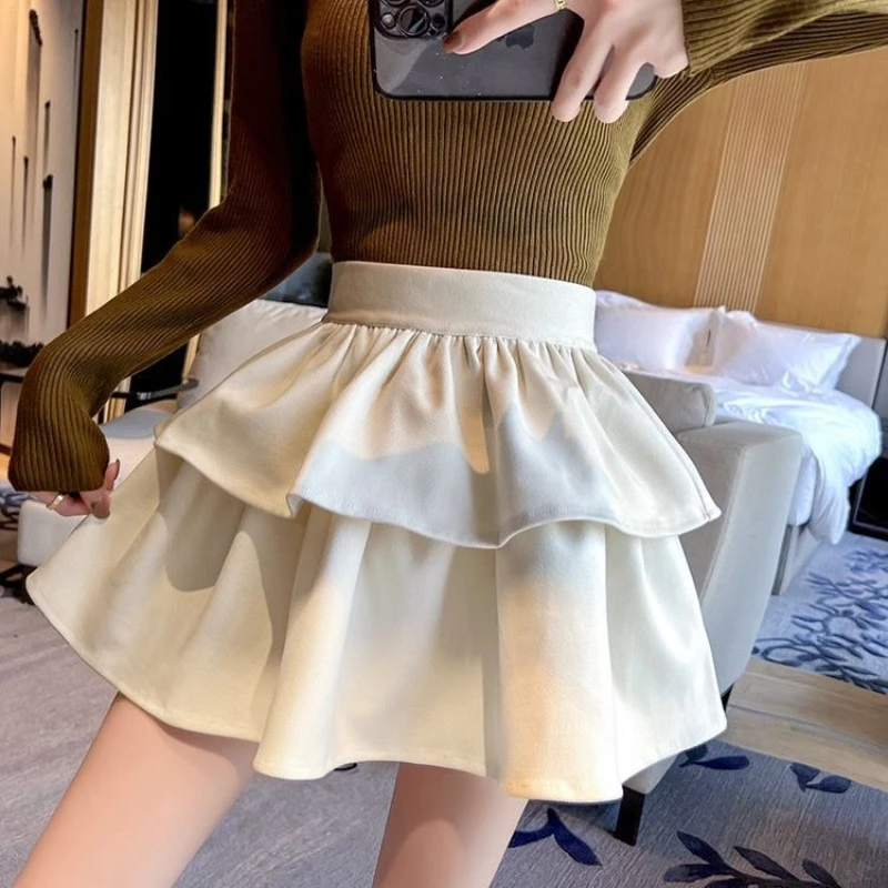 

Юбки женские Kawaii бальное платье сладкий консервативный стиль осень зима вечерние ночной клуб девушка уютный сладкий мини прекрасный однотонный модный ампир