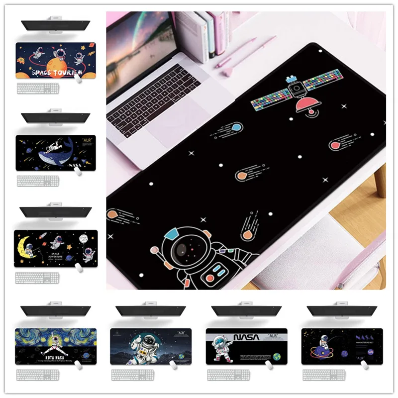 Cartoon Space Astronaut Mouse Pad Large Mousepad for Computer Keyboard Anti-Slip Home Office Desk Mat Decor Gaming Accessories