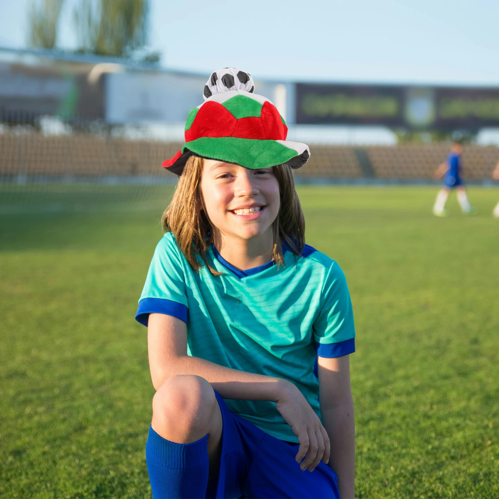

Football Cap Hats Party Fans Costume Woolen Competition Headdress Cheering Prop Soccer Game Head Decor Match Stylish