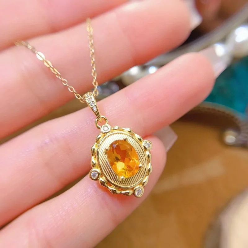 

Кулон S925 Серебро, инкрустированный натуральным желтым, простой, 8X0 мм для женщин