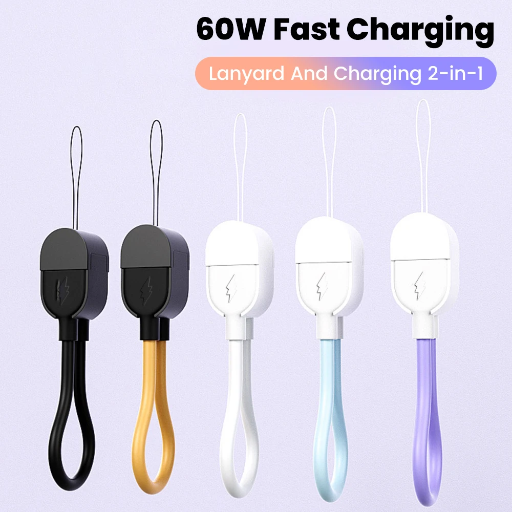 NNBILI 60W Keychain Short Cable Fast Charging USB C To Type C Cable For Power Bank USBC Cord For Iphone 17 16 Huawei Type C Wire