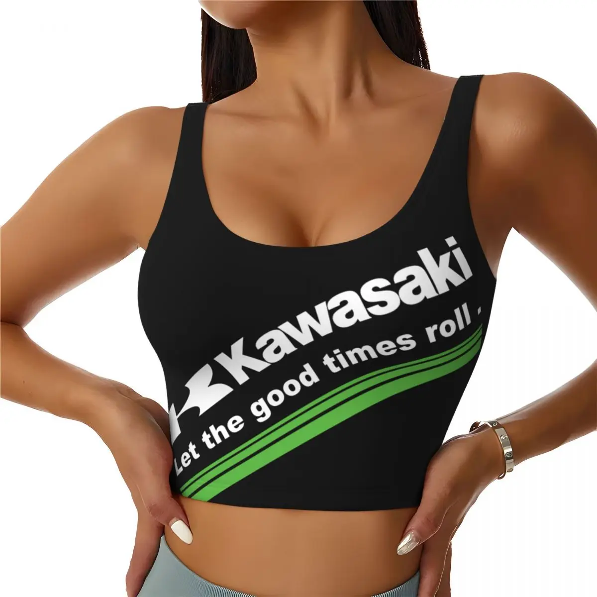 

Custom Motorcycle Sport Racing Kawasaki Workout Crop Tank Tops Women's Seamless Running Yoga Sports Bras