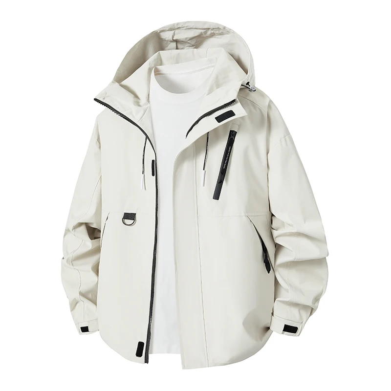 

Мужская разноцветная рабочая куртка с капюшоном и несколькими карманами + детали на шнурке для модного образа. Доступно в черном/слоновой кости/зеленом цвете. Идеально подходит для весенних и осенних поездок на работу/модных нарядов