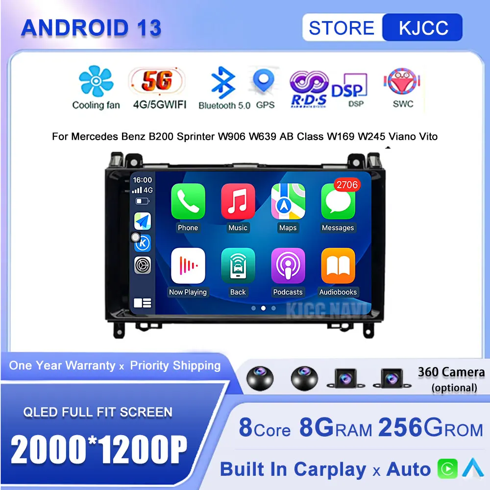 

9 Inch Android 13 For Mercedes /Benz / W169 W245 W639 W906 Sprinter B160 B170 B200 Car Radio Multimedia Player DSP Auto Carpla