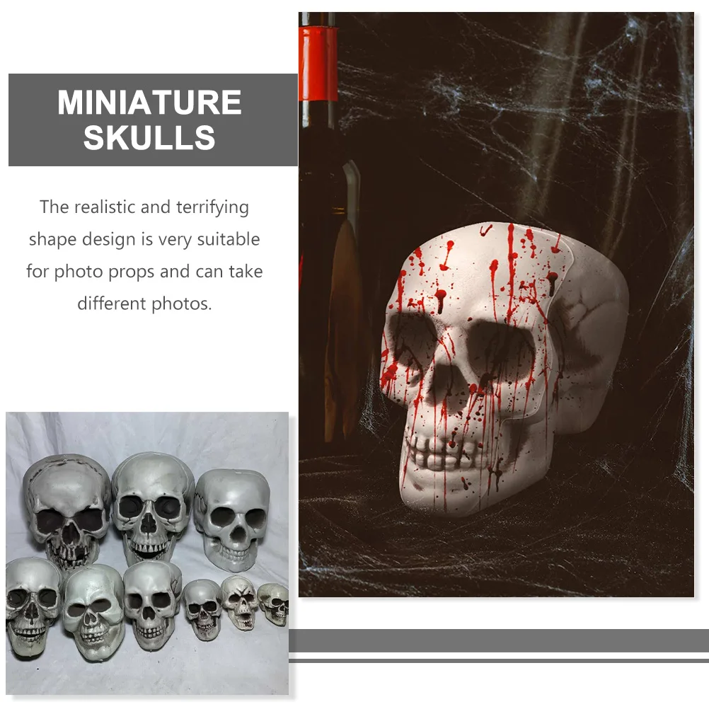 

8pcs Halloween Skull Simulation Skull Decoration Haunted House Layout Props For Party Head Decor Festival Scary Photo