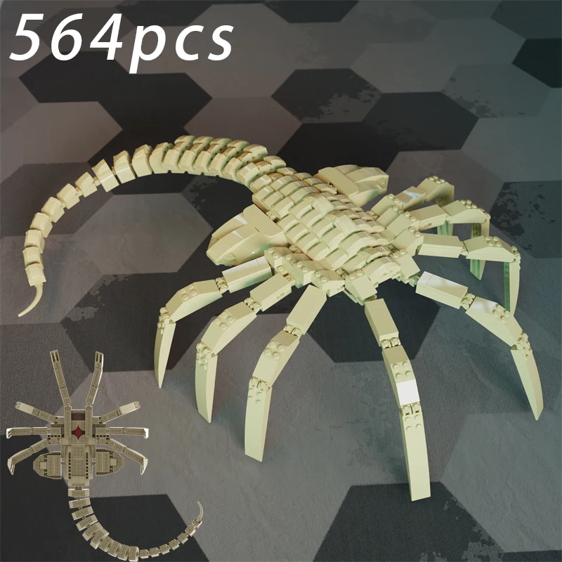 

MOC Brick Xenomorphs Facehugger Action Figure Building Kit Cool Halloween Horror Toys for Adults and Boys 8-14 Years up