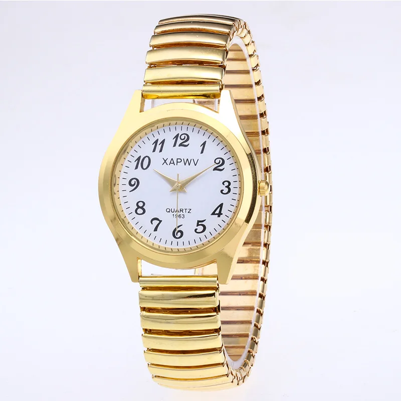 Men Women Couple Wrist Watches Stainless Steel Band Alloy Lovers Business Quartz Movement Wristwatch Elastic Strap Band Watch