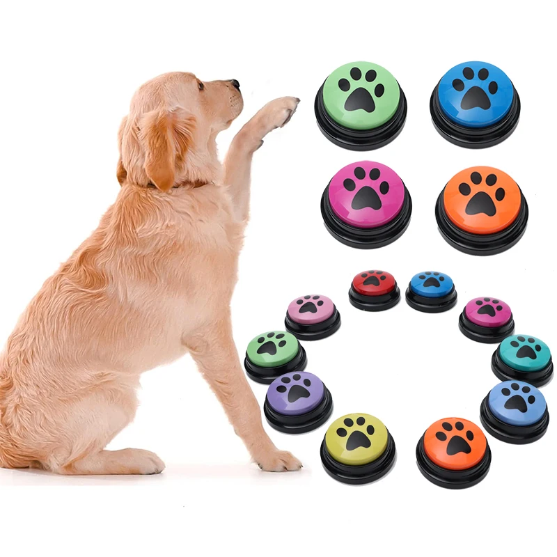 4/8/10pcs Dog Squeak Toys With Cute Claw Print Button Recordable Pet Communication Dog Toys Dog Talking Button Dog Accessories