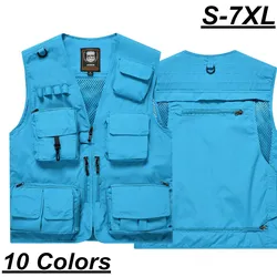 7XL Plus Size Mesh Multi-pocket Vest Men Women Outdoor Sport Fishing Vest Photography Work Clothes Casual Cargo Vest Jacket