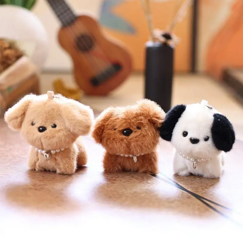 Lindo cachorro muñeco de peluche llavero de dibujos animados pequeño perro muñecos de peluche llavero bolsa colgante decoración llavero regalos