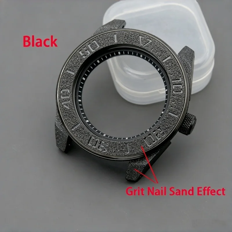 

Black Samurai Watch Case Grit Nail Sand Finish Fit SRPB55K1 Prospex Upgrade for 4R35 4R36 NH35 NH36 7S NH34 Movements