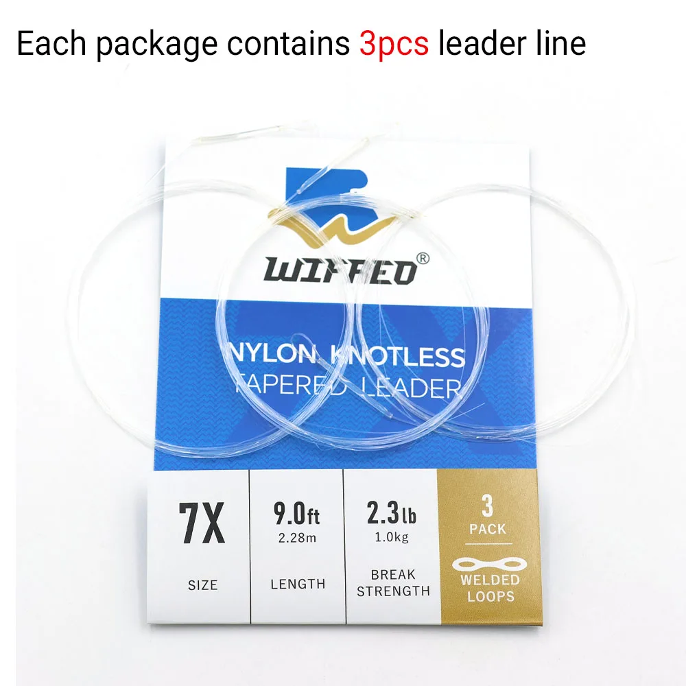 3 Teile/paket 0X ~ 7X Geschweißte Schleife Klar Nylon Tippet Linie 9FT/2,28 M Konische Führer Fliegen angelschnur Fliegen Linie Führer – Detail 3