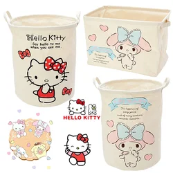 Sanrio Hello Kitty cestino portaoggetti da tavolo giocattoli Melody tessuto pieghevole di grande capacità Ins secchio portaoggetti per la casa scatola portaoggetti dolce