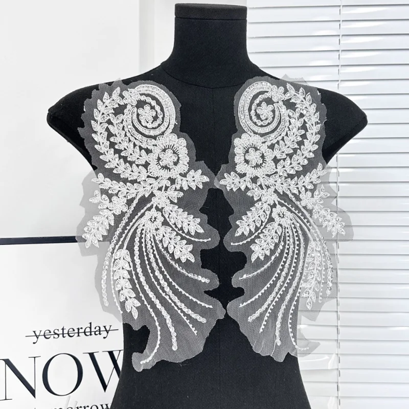 Gold Color Wing Glitter Fabric Sewing Sticker DIY Chest Flower Apparel Accessories Wedding Dress Performance Clothing Accessory