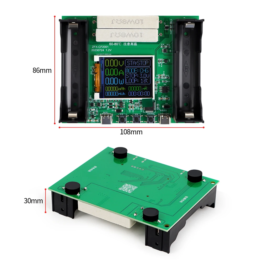 Bateria typu C Tester pojemności MAh MWh bateria litowa moduł wykrywacz zasilania baterii wyświetlacz cyfrowy LCD 18650 Tester baterii