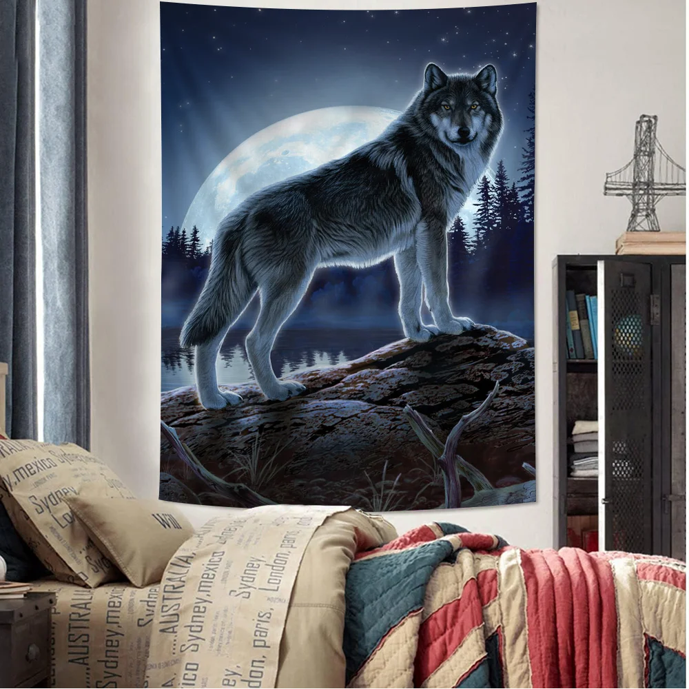 

Animal Wolf Wallart Hippie Wall Hanging Tapestries For Living Room Home Dorm Decor Art Home Decor