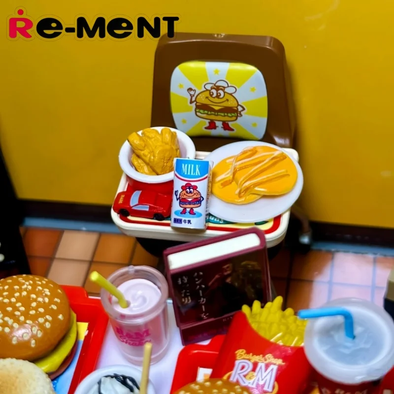 Hot Re-Ment Chocolate World Hamburger Model Dessert Room Miniature Scene Blind Box Decoration Birthday Gifts