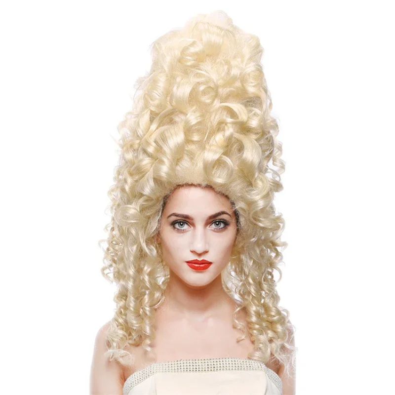 Colmeia-Perucas encaracoladas para mulheres, fantasia de cosplay rainha, peruca vintage, longa e bizarro, alta e retrô, barroca e alta, triestilo,
