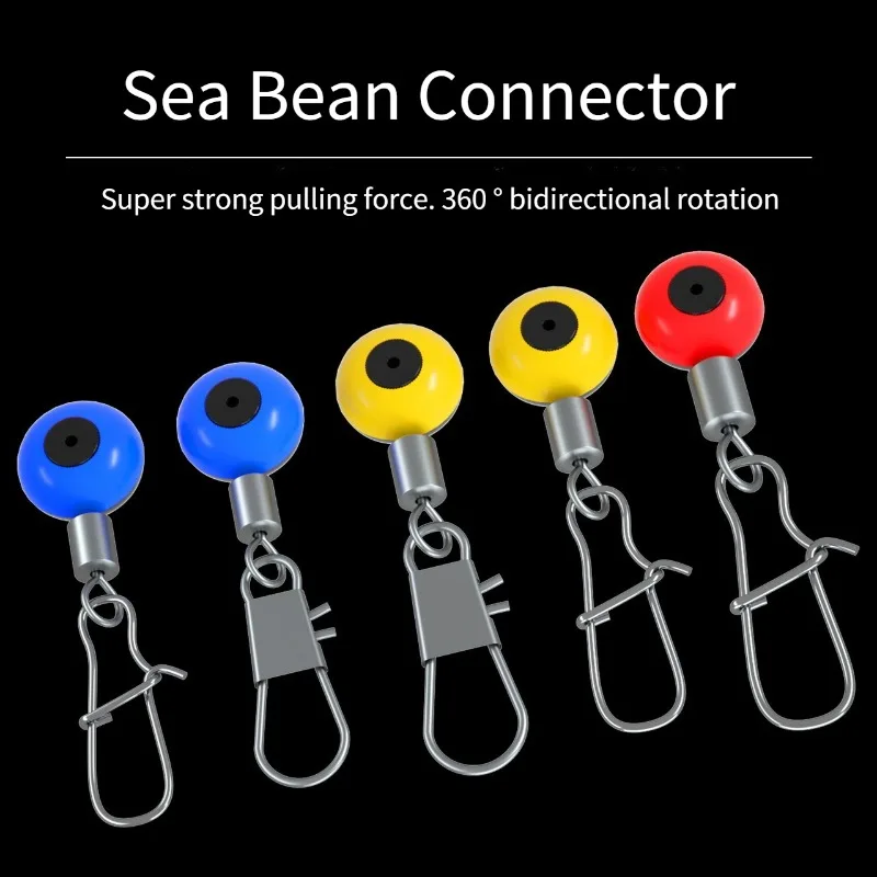 10 pçs linha de pesca gancho gira haste clipe conector bloqueio snap mar espaço feijão isca ganchos de pesca conector pesca equipamento