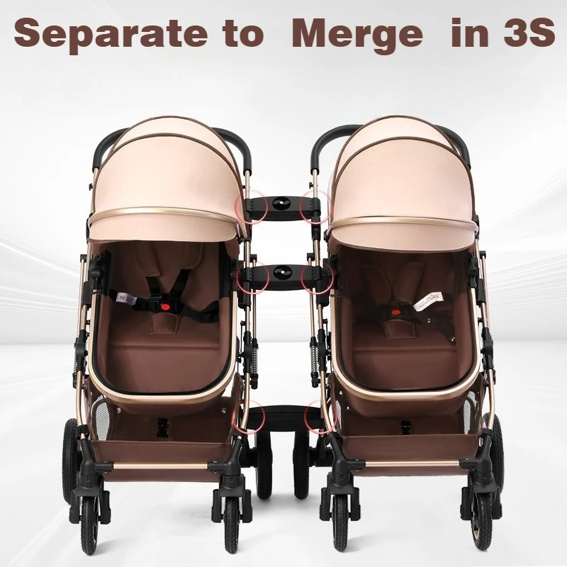يمكن تقسيم عربات الأطفال المزدوجة الجلوس والاستلقاء عليها عربات الأطفال حديثي الولادة خفيفة الوزن قابلة للطي وممتصة للصدمات