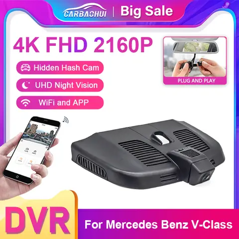 4K Wifi Dash Cam Car DVR Rear Camera for Mercedes Benz V Class w447 v200d v220d v250 v260 v300d EQV METRIS Marco Polo 2014-2022