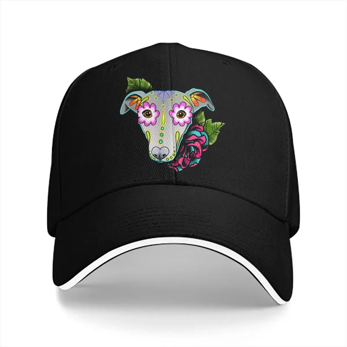 Greyhound Whippet Day of the Dead Sugar Skull Dog Baseball Cap Men Hats Women Visor Protection Snapback Greyhound Caps