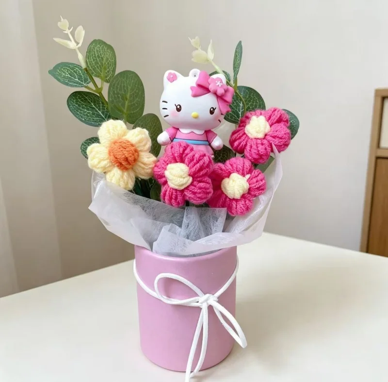 Genuine Sanrio Characters With Artificial Flower Creative Hugging Bucket Bouquet Christmas Valentine Birthday Gifts For Girls image 6