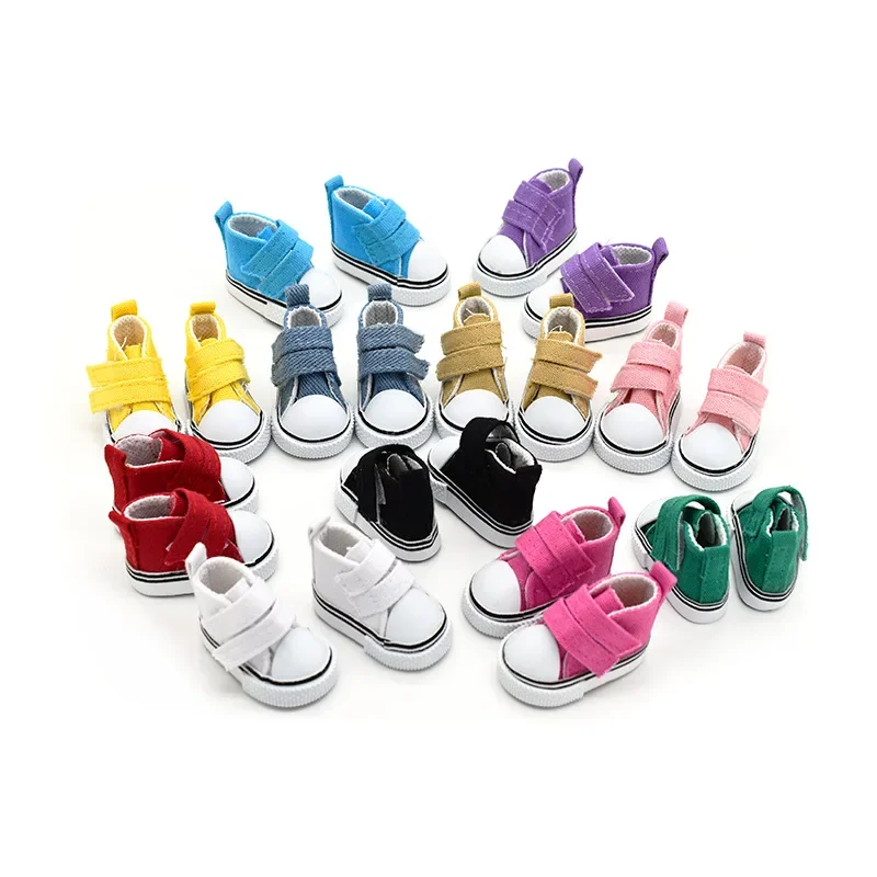 BJD Accessories 5cm 1/6 Doll Shoes Handmade Shoes For Dolls Mini Canvas Shoelace Doll Accessories Casual Toys Gift For Children