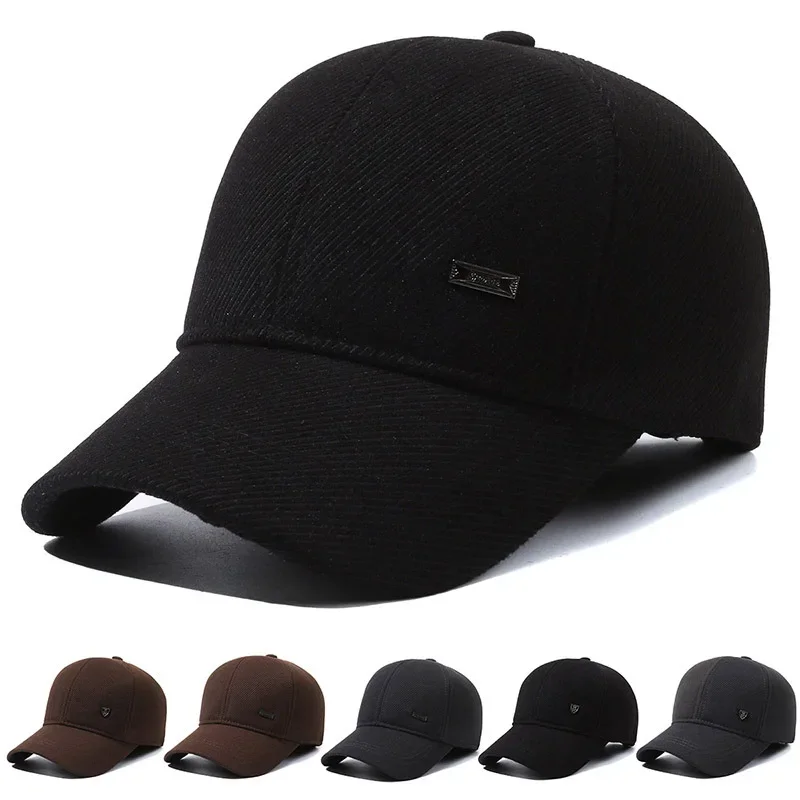 

middle-aged and elderly thickened baseball caps, fleece ear protectors, warm peaked caps cotton caps