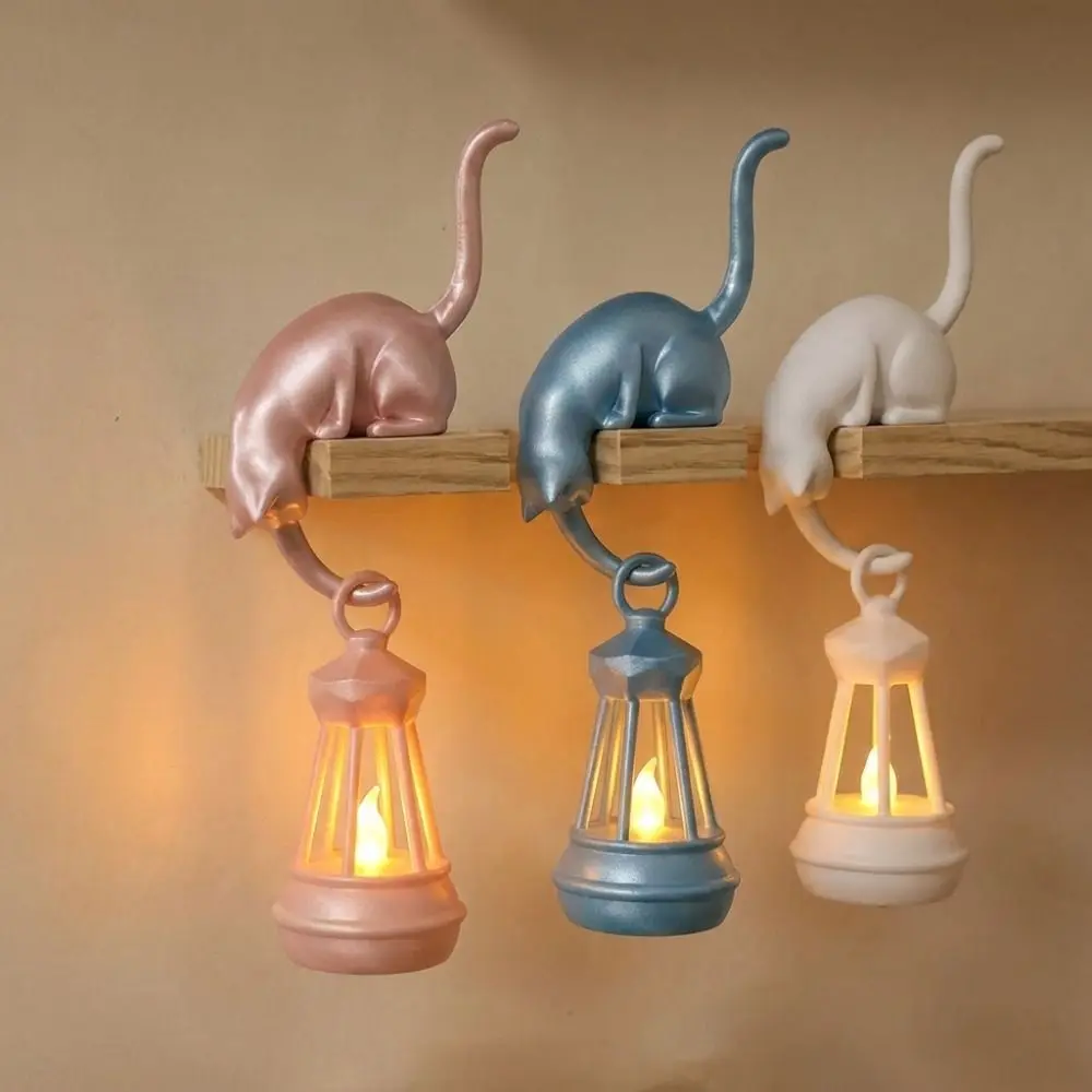 3D Printed Cat Wall Hook Light Cute Figurine Vintage Style Cat Shaped Hook Inverted Cat Artistic Cat Hanging Hook Pet Lover Gift