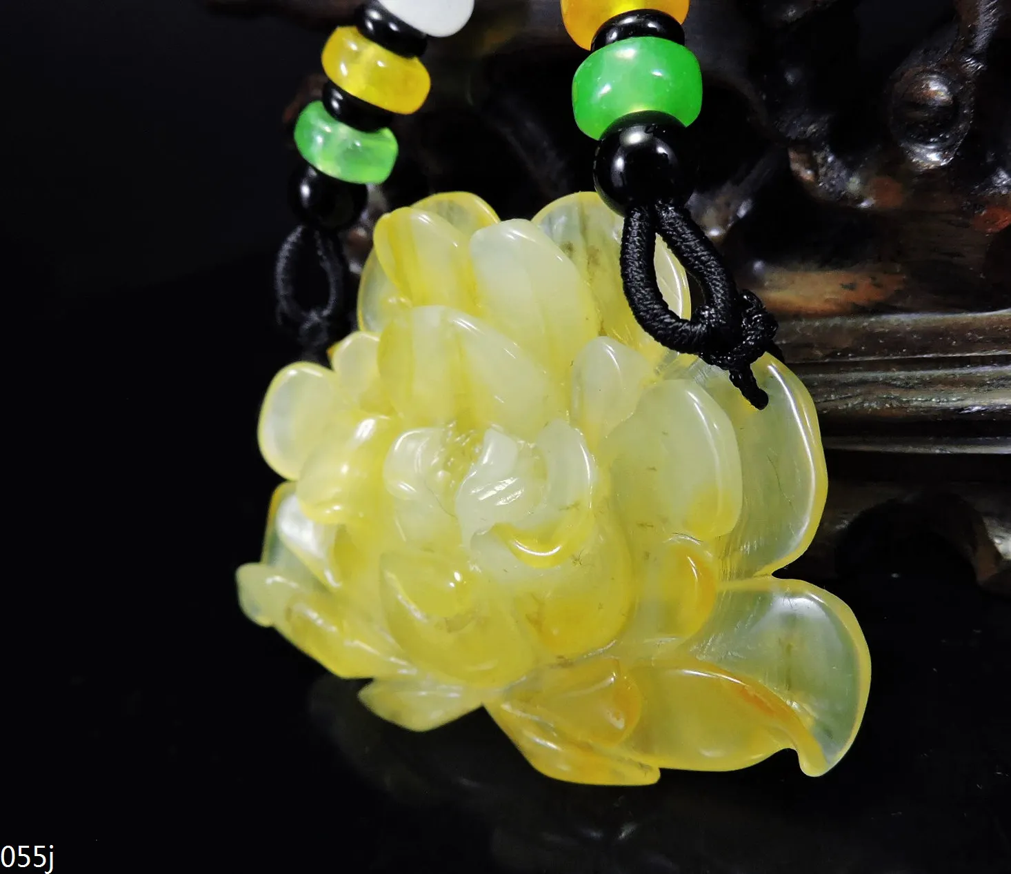 Jade Jewelry Natural Jade Pendant Necklace Hand-Carved peony flower Jadeite Necklace Pendant Gift No Treatment 055j